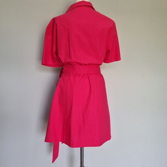 The Fated Pink Linen Blend Wrap Blazer Mini Dress Size 12 - Picture 4 of 6
